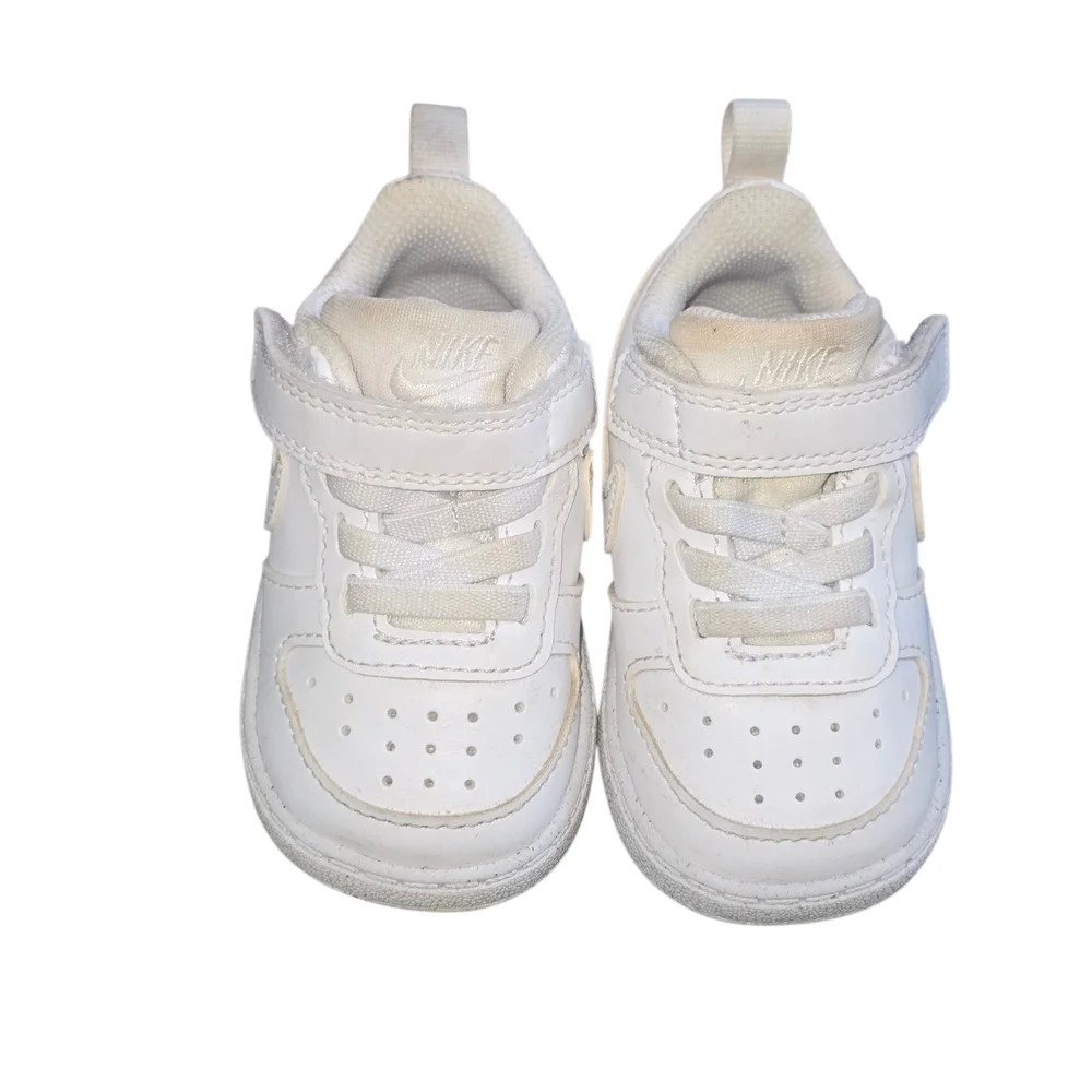 Nike Court Borough Low 2 Baby Kids White Velcro Sneakers Size 3C